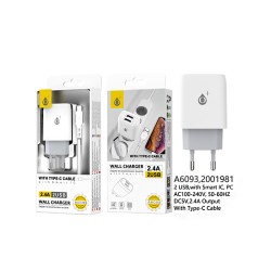 ADAPTADOR DE CARGADOR ONEPLUS A6093 BL CON 2 PUERTOS USB DE RECONOCIMIENTO INTELIGENTE 2,4A MAX. BLANCO ADAPTADOR DE CARGADOR ONEPLUS A6093 BL CON 2 PUERTOS USB DE RECONOCIMIENTO INTELIGENTE 2,4A MAX. BLANCO